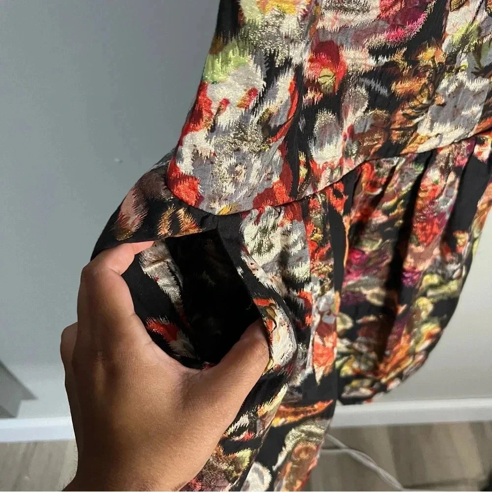 Anthropologie Leifsdottir Adelita Floral Shimmer Brocade Fit Flare Mini Dress 4 - Picture 11 of 11
